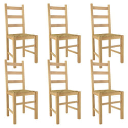 Orta - Lot de 6 Chaises Naturelles et Assises en Paille - Naturel