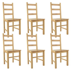 ORTA - Lot de 6 Chaises Naturelles et Assises en Bois