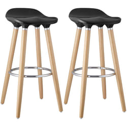 Bibenne - Lot de 2 Tabourets de Bar Noir et Pieds Aspect Bois - Noir