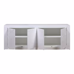 DAYTON WHITE - Buffet 4 Portes Laqué Blanc à Relief et Leds - Vue supplémentaire 4