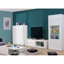 Altobuy - dayton white - Meuble de Rangement 2 Portes Laqué Blanc et Leds - Vue supplémentaire 2