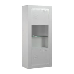 DAYTON WHITE - Vitrine 1 Porte Réversible Laquée Blanche et Leds