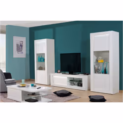 DAYTON WHITE - Vitrine 1 Porte Réversible Laquée Blanche et Leds