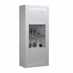 DAYTON WHITE - Vitrine 1 Porte Réversible Laquée Blanche et Leds