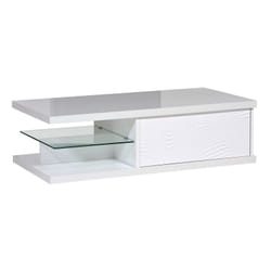 Dayton white - Table Basse 1 Tiroir Laquée Blanche à Relief