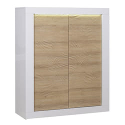 Altobuy - dayton oak - Meuble de Rangement 2 Portes Effet Chêne et Leds - Marron clair