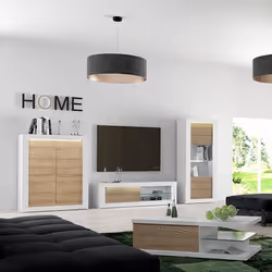Altobuy - dayton oak - Meuble de Rangement 2 Portes Effet Chêne et Leds - Marron clair