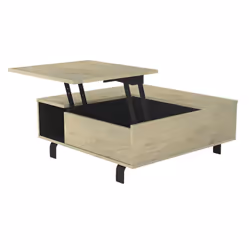 Yuma - Table Basse Relevable Carrée Industrielle Effet Chêne - Marron clair