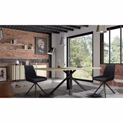 Yuma - Table 200cm Industrielle Effet Chêne Pied Central