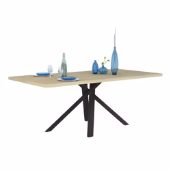Yuma - Table 200cm Industrielle Effet Chêne Pied Central
