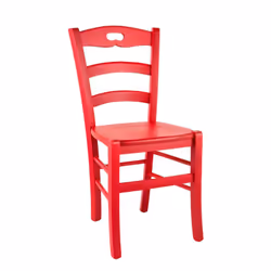 Suzy - Lot de 2 Chaises Laquées Rouge et Assises en Bois - Rouge