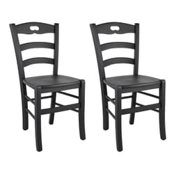 Suzy - Lot de 2 Chaises Laquées Noir et Assises en Bois - Noir