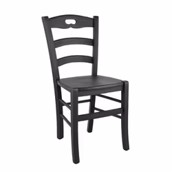 Suzy - Lot de 2 Chaises Laquées Noir et Assises en Bois - Noir