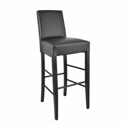 Tony - Lot de 2 Tabourets Laqués Noir et Assise Simili Cuir Noir - Noir
