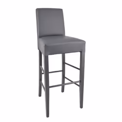 Tony - Lot de 2 Tabourets Laqués Gris et Assise Simili Cuir Gris - Gris