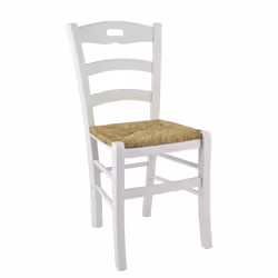 Suzy - Lot de 6 Chaises Laquées Blanc et Assises en Paille - Blanc