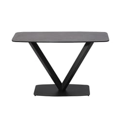 Karu - Console Aspect Céramique Grise Pied Central v - Gris