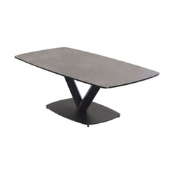 Karu - Table Basse Aspect Céramique Grise Pied Central v - Gris anthracite