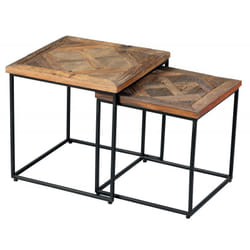 Altobuy - manea - Lot de 2 Tables Gigognes en Manguier Massif Recyclé - Naturel