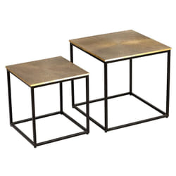 Xandra - Lot de 2 Tables Gigognes Effet Laiton Vielli