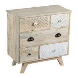 Altobuy - tromso - Commode 5 Tiroirs en Manguier Massif Clair - Marron clair