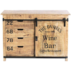 POPPY - Meuble de Rangement en Manguier Motif "Wine Bar"