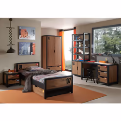 Altobuy - tchad - Bureau 3 Tiroirs en Pin Massif avec Motifs - Marron foncé