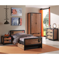 TCHAD - Chambre Complète 90x200cm + Armoire 2 Portes