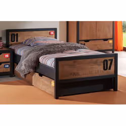 Tchad - Lit 90x200cm avec Tiroir en Pin Massif et Sommier