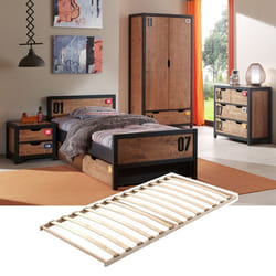 TCHAD - Chambre Complète 90x200cm et Sommier + Armoire 2P