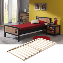 Tchad - Ensemble Lit 90x200cm avec Sommier + Chevet - Marron foncé