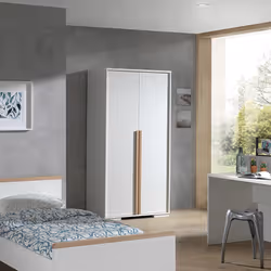 Nash white - Armoire 2 Portes Blanche et Bois - Blanc