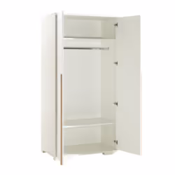 Nash white - Armoire 2 Portes Blanche et Bois - Blanc
