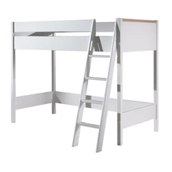 Nash white - Lit Mezzanine Réversible 90x200cm Blanc et Bois - Blanc