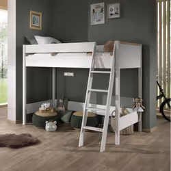 Nash white - Lit Mezzanine Réversible 90x200cm Blanc et Bois - Blanc