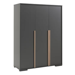 Nash dark - Armoire 3 Portes Anthracite et Bois - Gris anthracite