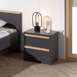 Altobuy 3663738041140 Table de nuit et table de chevet 2 tiroir(s) Gris, Charbon de bois