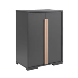 Nash dark - Armoire Basse 2 Portes Anthracite et Bois - Gris anthracite