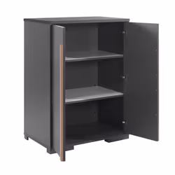 Nash dark - Armoire Basse 2 Portes Anthracite et Bois - Gris anthracite