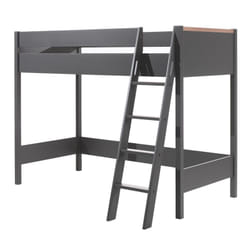 Nash dark - Lit Mezzanine Réversible 90x200cm Anthracite et Bois - Gris anthracite