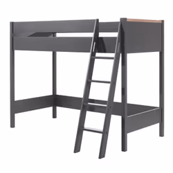 Nash dark - Pack Combiné Lit Mezzanine 90x200cm + Pack Bureau - Gris anthracite