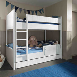 Cleo - Lits Superposés 90x200cm avec Tiroir + Barrière de Lit - Blanc