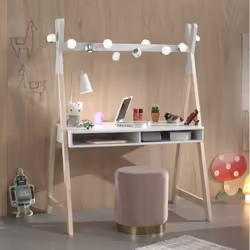 Bodhi white - Bureau Tipi avec Niches Blanc et Bois
