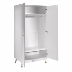 Tiny white - Armoire 2 Portes Blanche Motif Graphique - Blanc