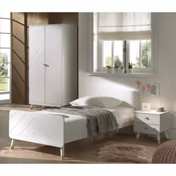 Tiny white - Armoire 2 Portes Blanche Motif Graphique - Blanc - Vue supplémentaire 4