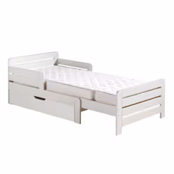 THEMIS - Lit Evolutif Blanc + Tiroir + Matelas Réglable 90x140/200cm