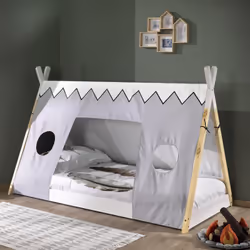 Altobuy - flitt - Lit au Sol 90x200cm Forme Tipi avec Toile - Blanc
