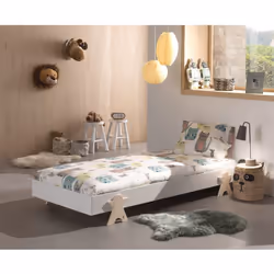 Altobuy - stapel - Lit Empilable 90x200cm Blanc Pieds Smiley - Blanc