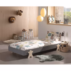 Altobuy - stapel - Lit Empilable 90x200cm Gris Pieds Smiley - Gris