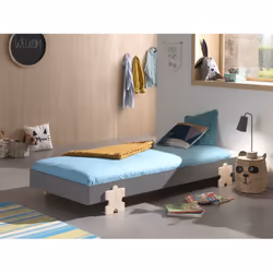 STAPEL - Lit Empilable 90x200cm Gris Pieds Puzzle